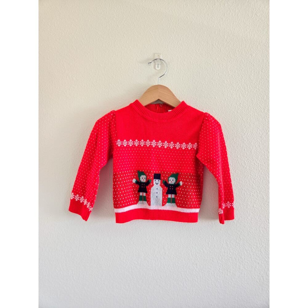 2T Vintage Toddler Red Acrylic Lightweight Holiday Sweater